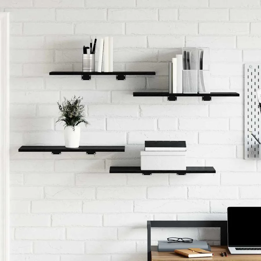 Étagère à livres 4 pcs Noir 60 x 30 x 1,5 cm Bois d'ingénierie - 3