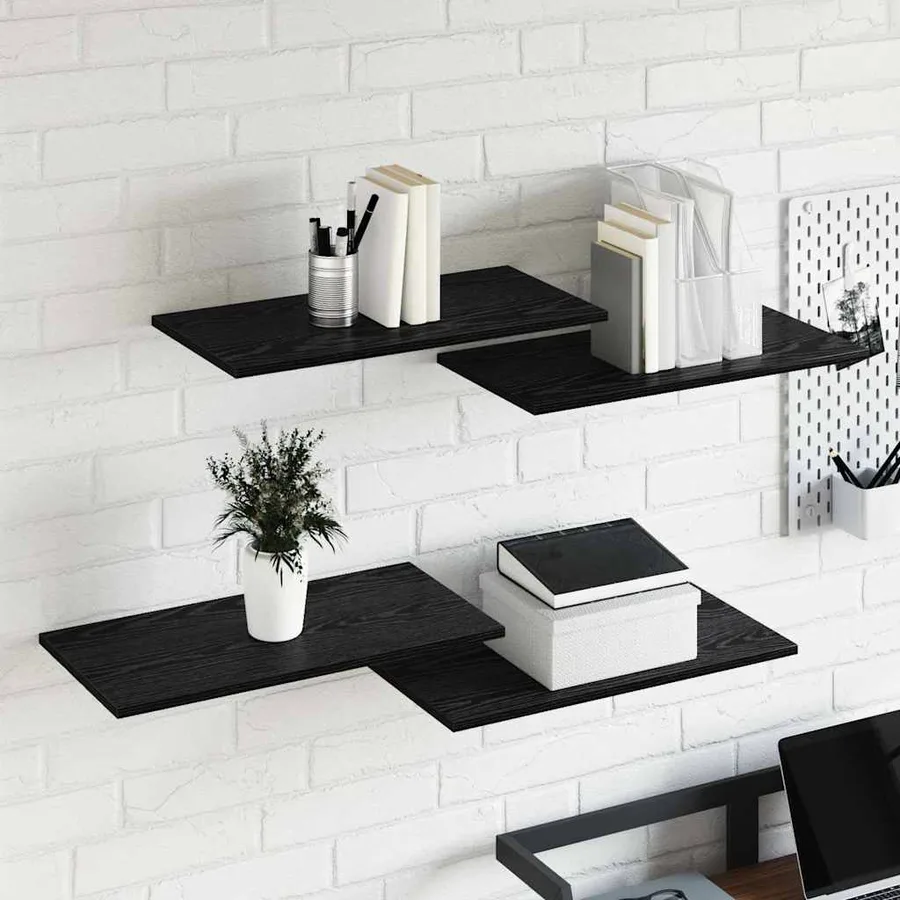 Étagère à livres 4 pcs Noir 60 x 30 x 1,5 cm Bois d'ingénierie - 4