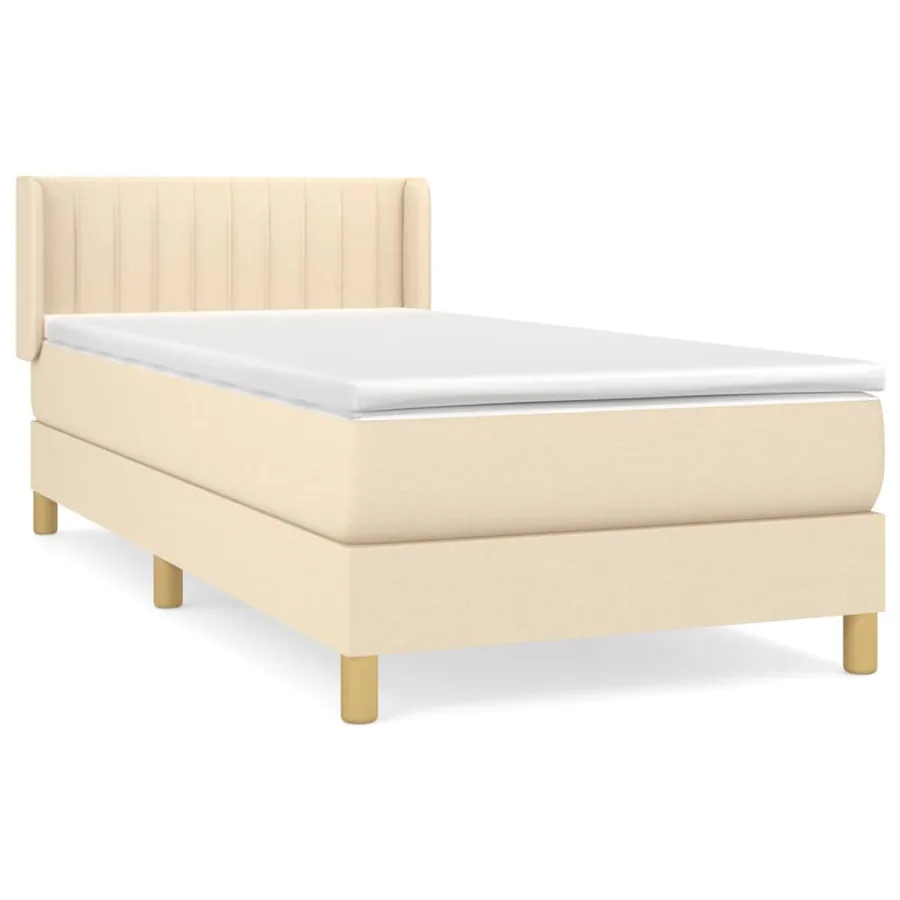 Sommier à lattes de lit avec matelas Crème 100x200 cm Tissu - 2