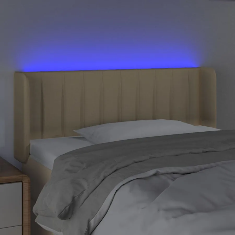 Tête de lit à LED Crème 103x16x78/88 cm Tissu - 4