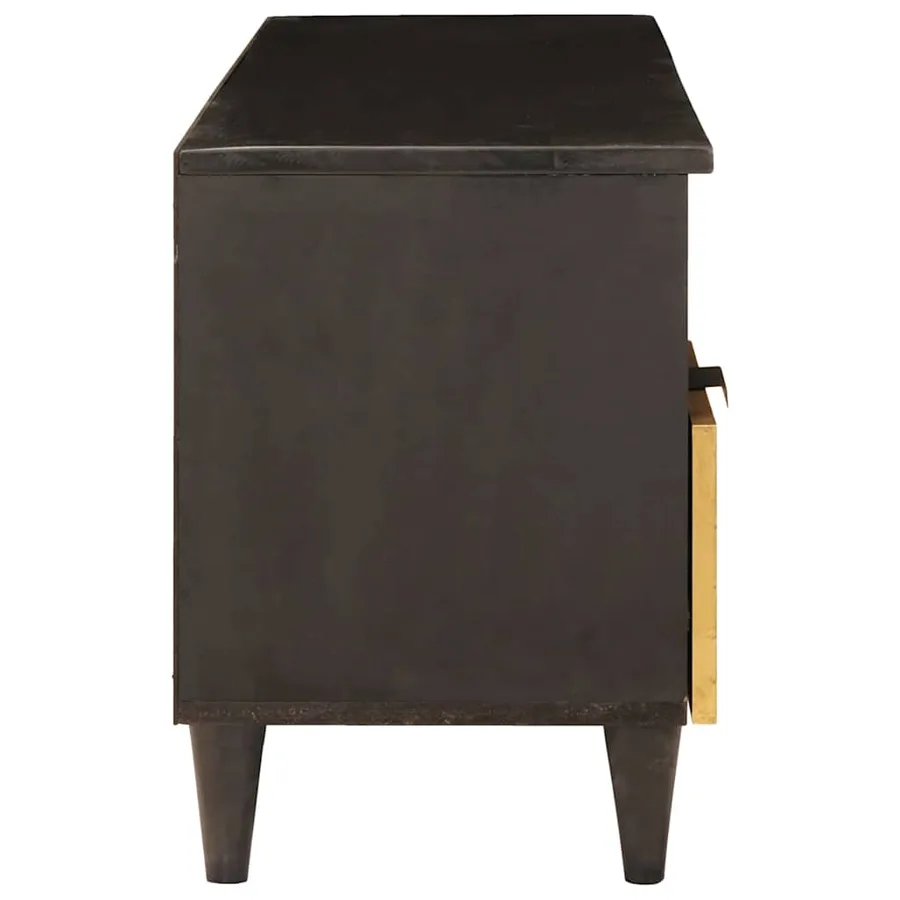 Meuble TV Noir et or 100 x 33 x 46 cm Bois d'ingénierie - 4