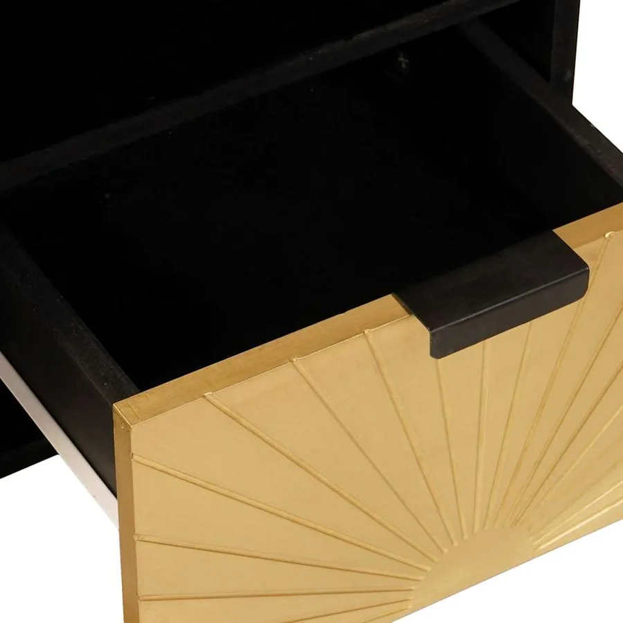 Meuble TV Noir et or 100 x 33 x 46 cm Bois d'ingénierie - 7