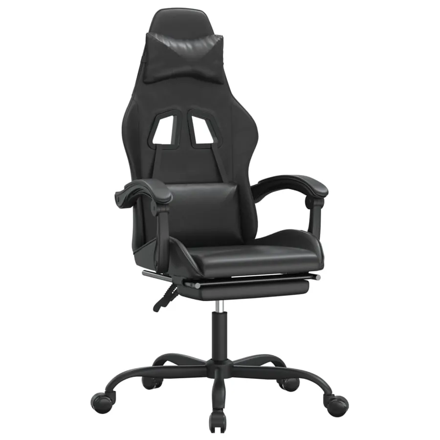 Chaise de jeu avec repose-pied Noir Similicuir - 2
