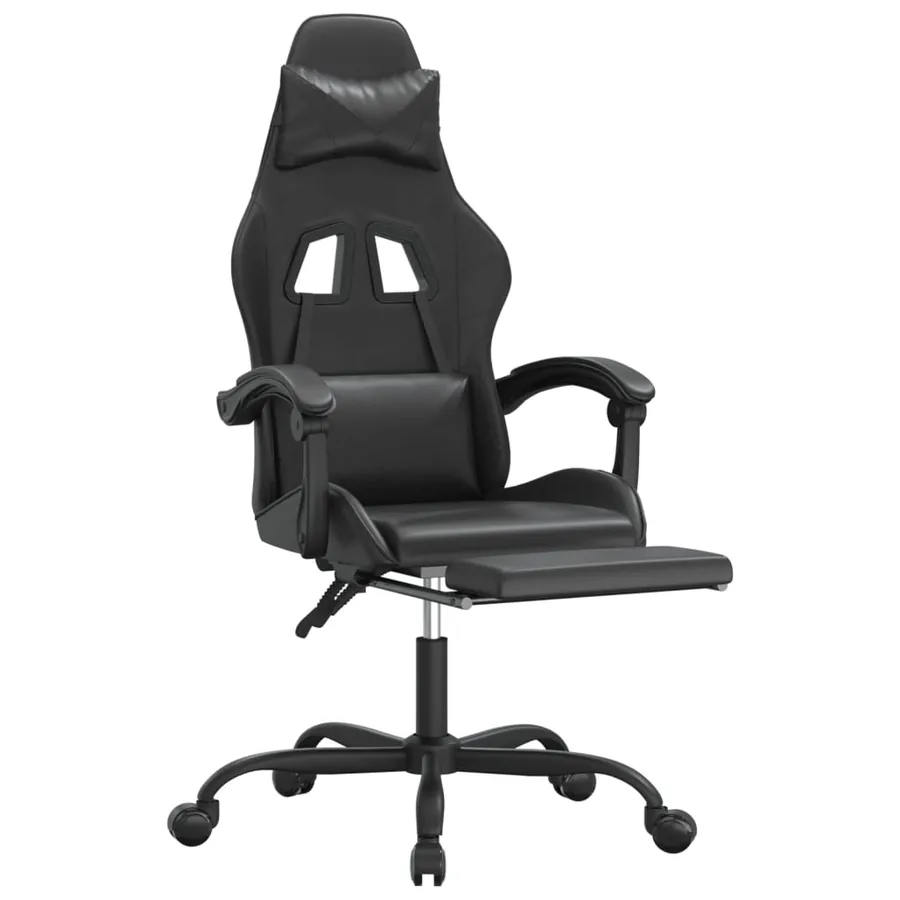 Chaise de jeu avec repose-pied Noir Similicuir - 6