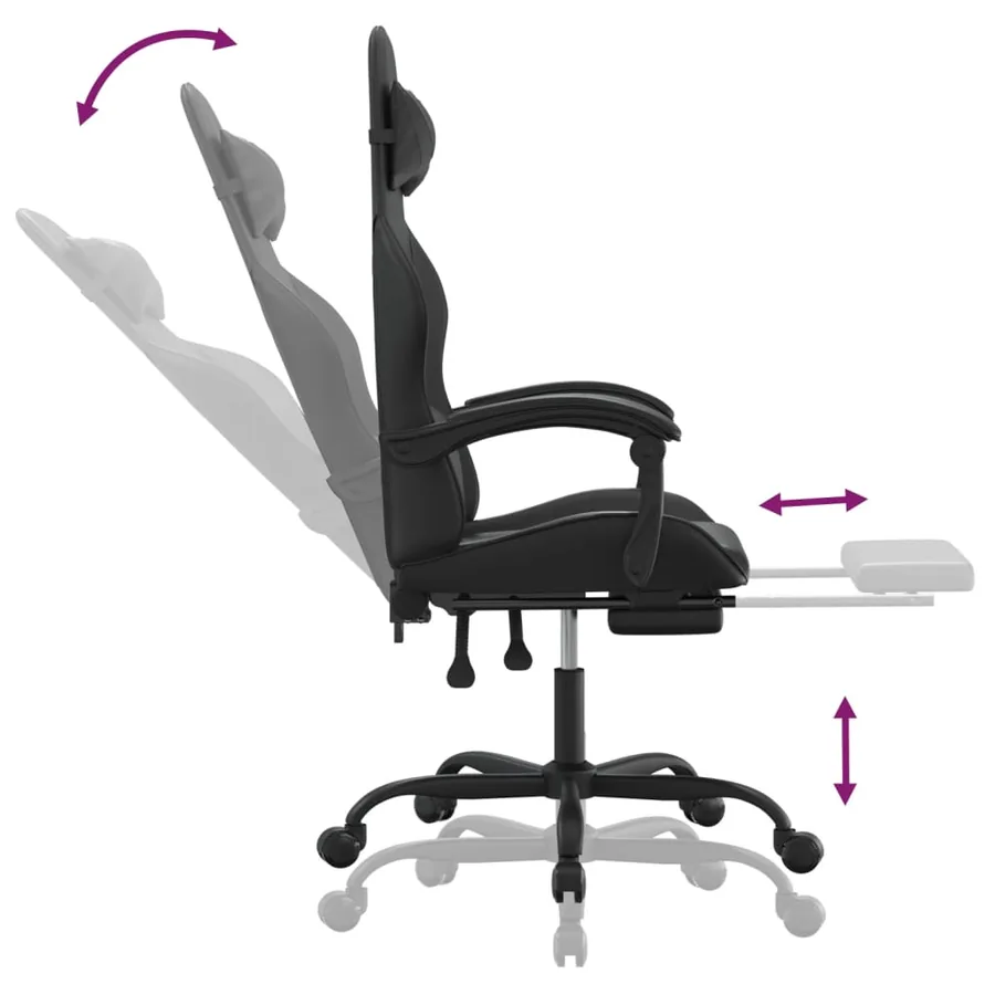 Chaise de jeu avec repose-pied Noir Similicuir - 7