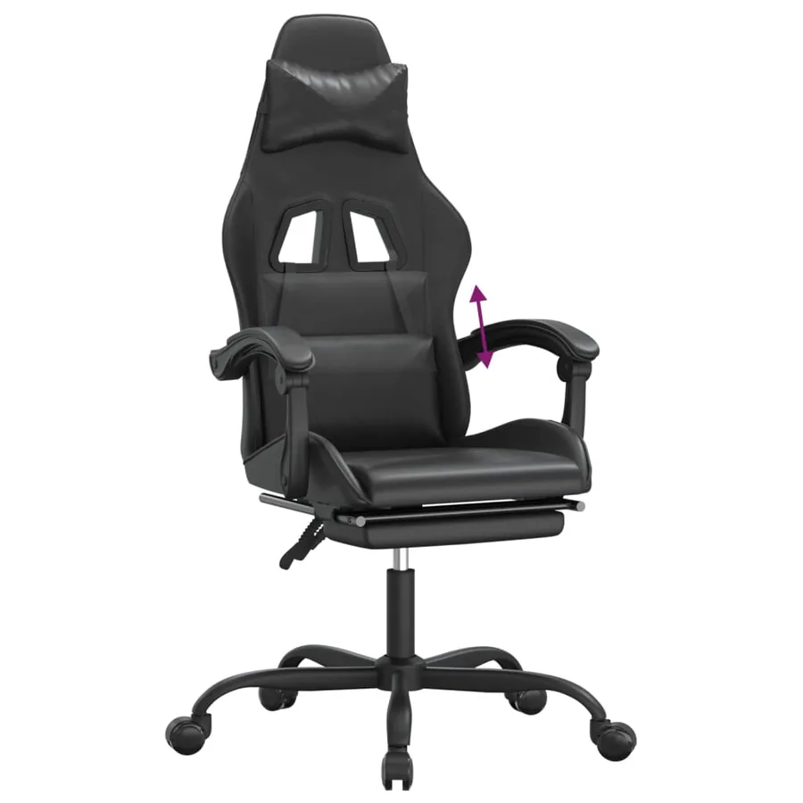 Chaise de jeu avec repose-pied Noir Similicuir - 8