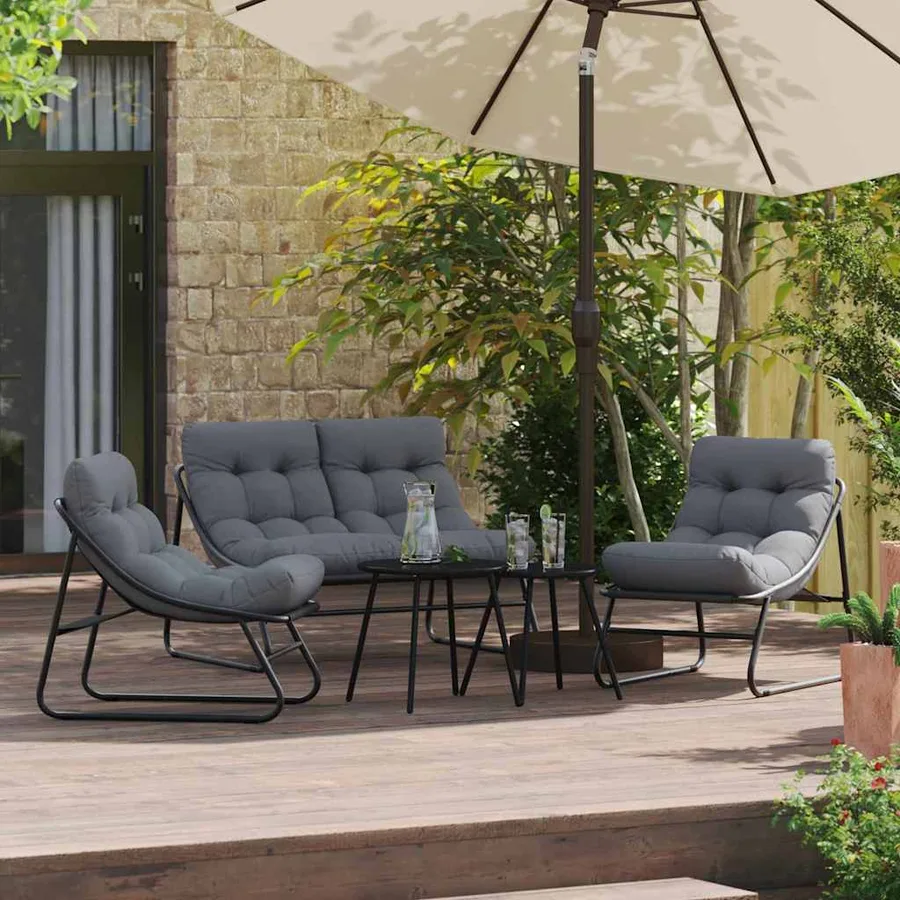 Mobilier de jardin 3 pcs Noir Acier enduit de poudre - 3