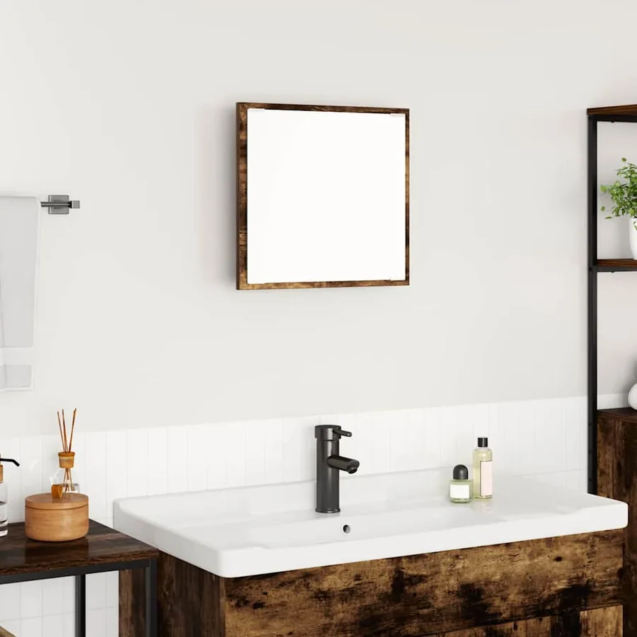 Miroir de salle de bain LED Chêne fumé 40 x 37 x 8.5 cm