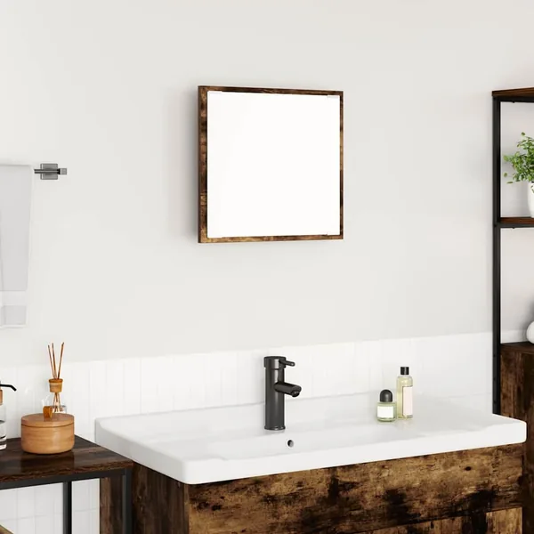 Miroir de salle de bain LED Chêne fumé 40 x 37 x 8.5 cm
