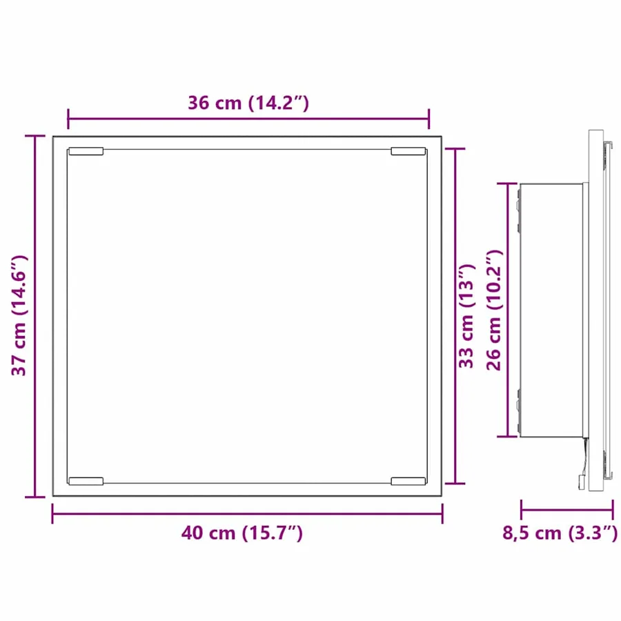 Miroir de salle de bain LED Chêne fumé 40 x 37 x 8.5 cm - 9
