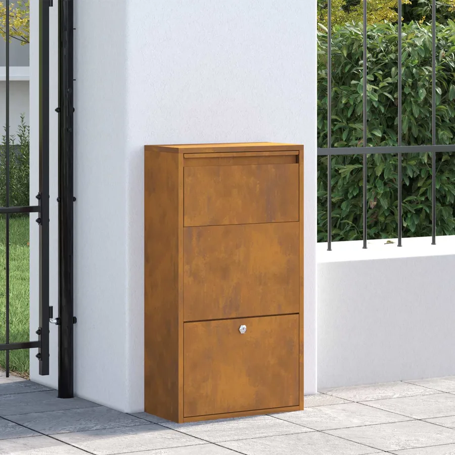 Boîte de dépôt de colis Rouillé 44 x 22 x 82 cm Acier patiné - 3