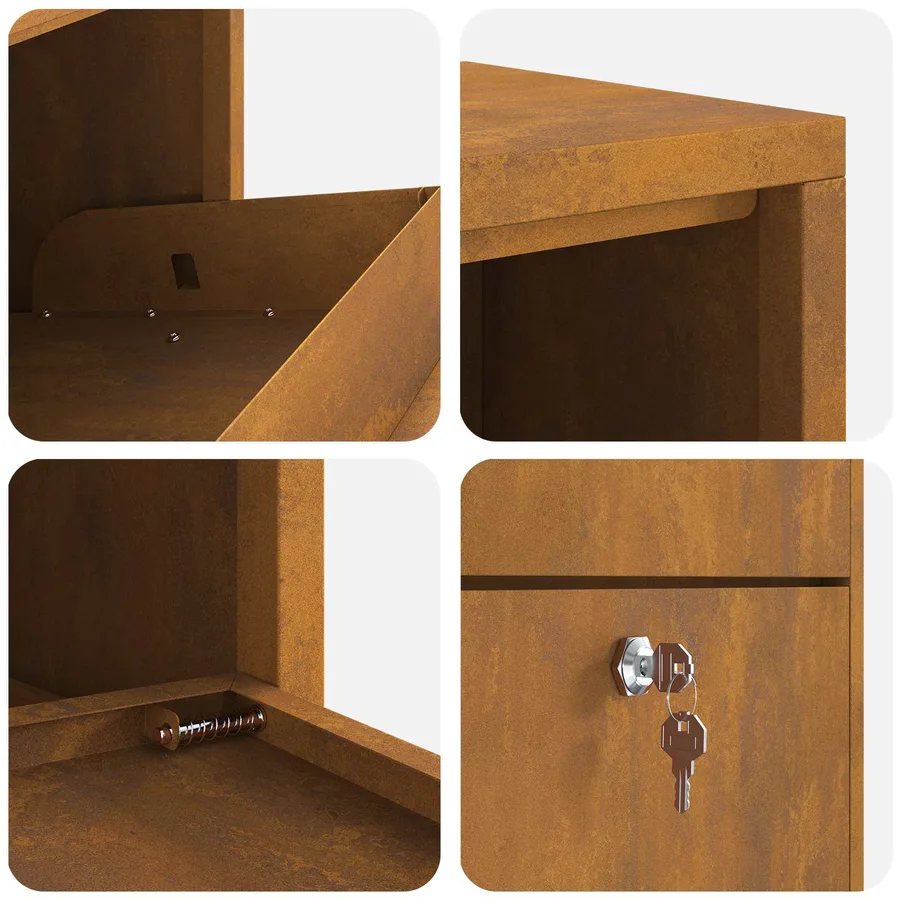 Boîte de dépôt de colis Rouillé 44 x 22 x 82 cm Acier patiné - 9