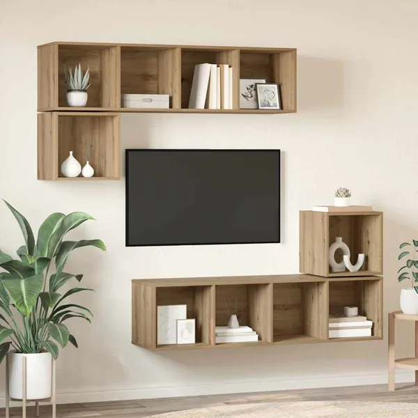 Ensemble meuble TV 4 pcs Chêne artisanal Bois d'ingénierie