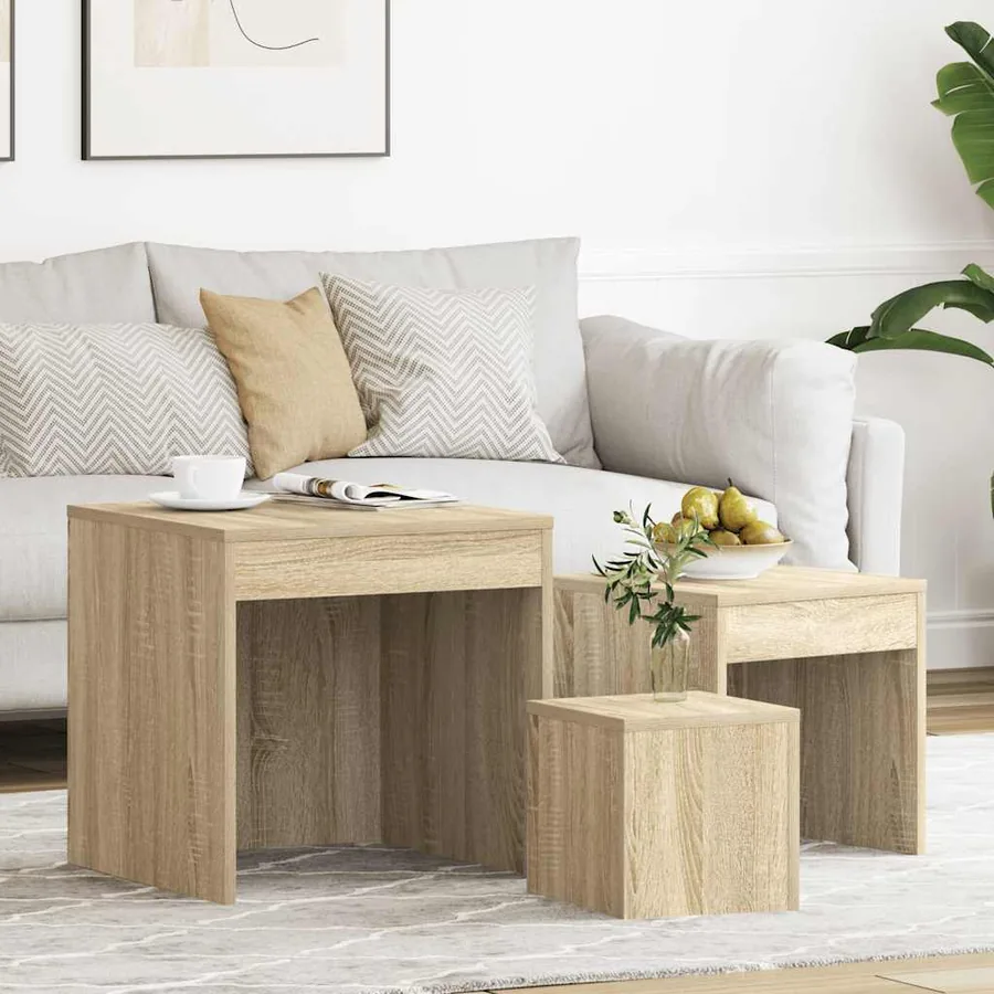 Tables gigognes 3 pcs Chêne sonoma Aggloméré