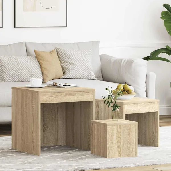 Tables gigognes 3 pcs Chêne sonoma Aggloméré