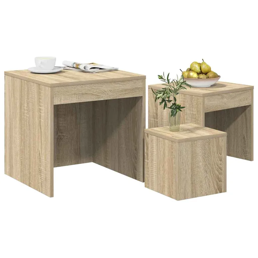 Tables gigognes 3 pcs Chêne sonoma Aggloméré - 4