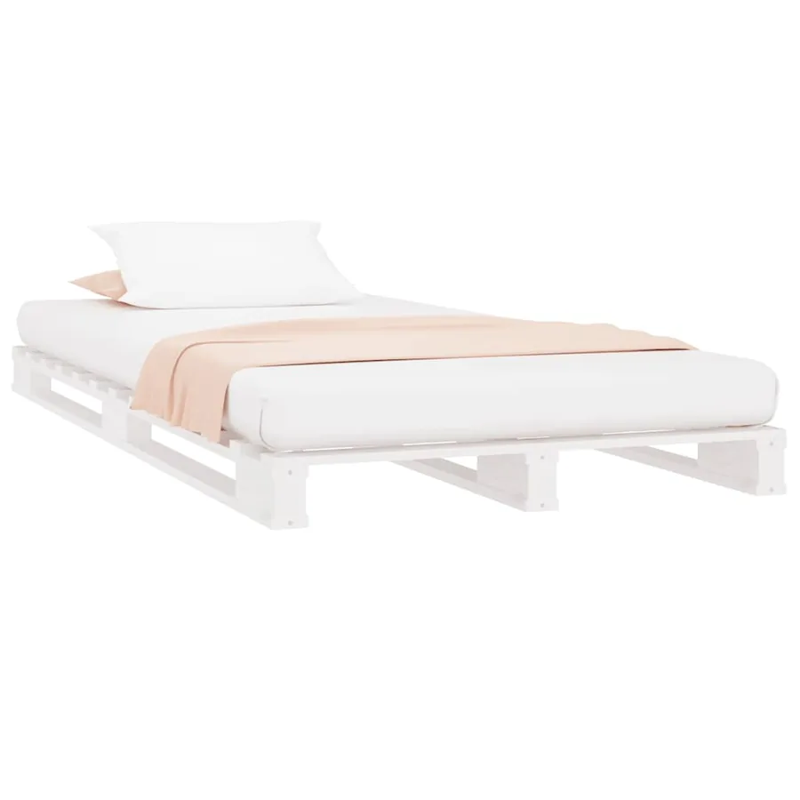 Lit de palette blanc 100x200 cm bois de pin massif - 3