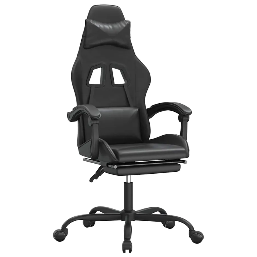 Chaise de jeu pivotante avec repose-pied Noir Similicuir - 2