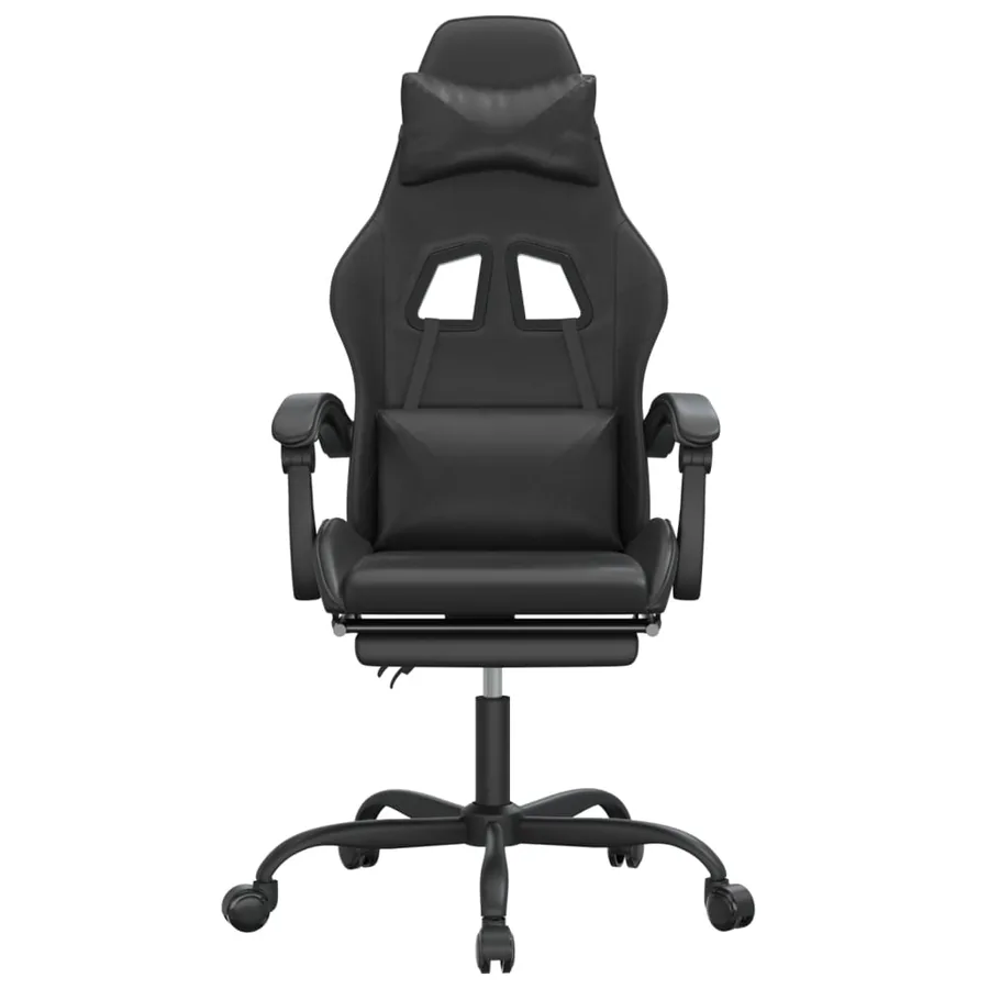 Chaise de jeu pivotante avec repose-pied Noir Similicuir - 3