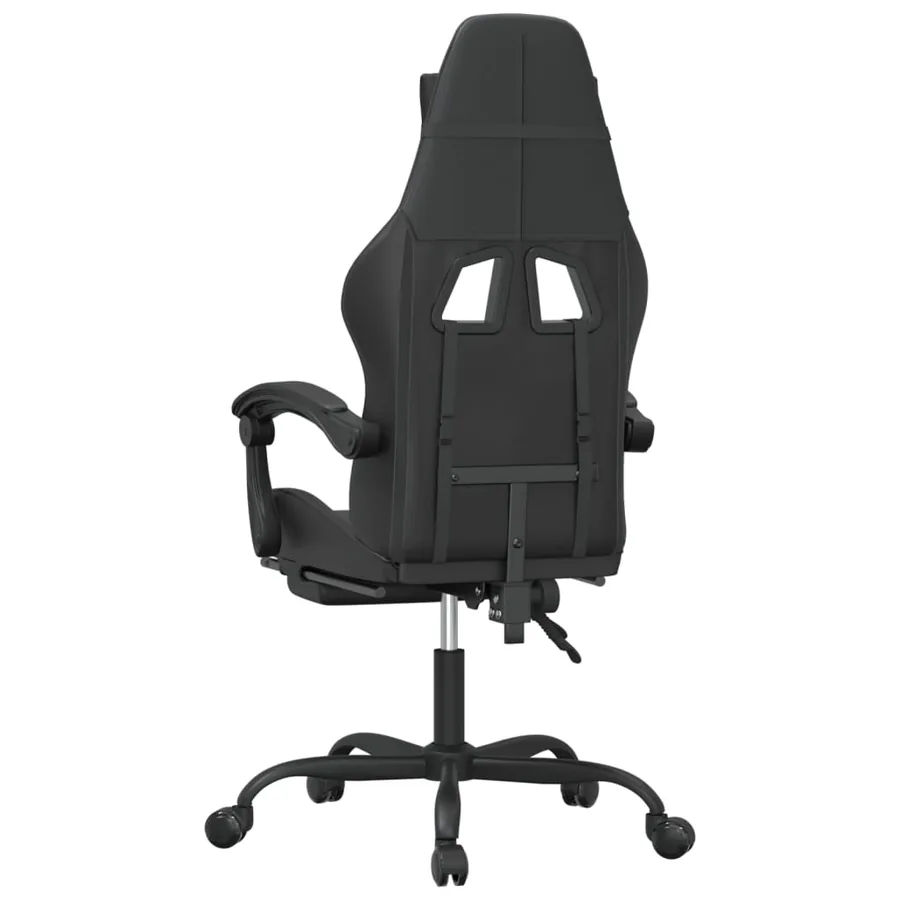 Chaise de jeu pivotante avec repose-pied Noir Similicuir - 5