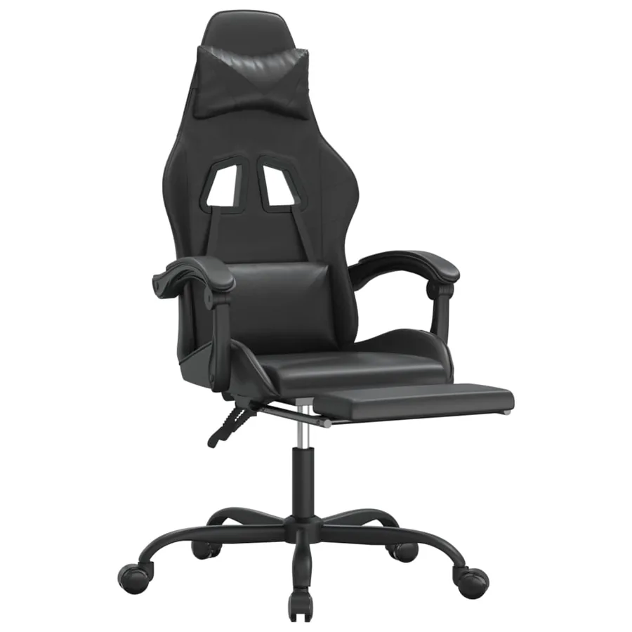Chaise de jeu pivotante avec repose-pied Noir Similicuir - 6