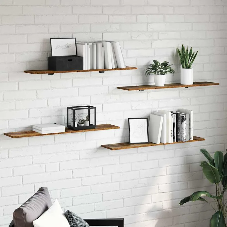 Étagère à livres 4 pcs Marron 100 x 20 x 1,5 cm