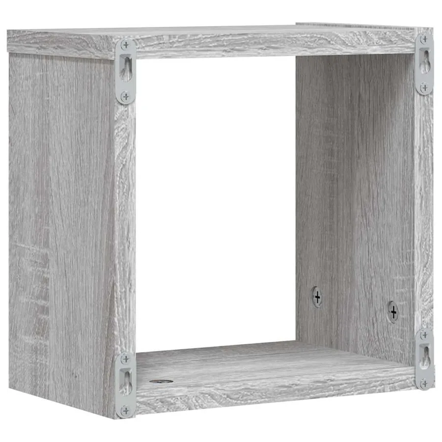 Étagères Murales avec étagère 2 pcs Gris Sonoma 26 x 15 x 26 cm - 7