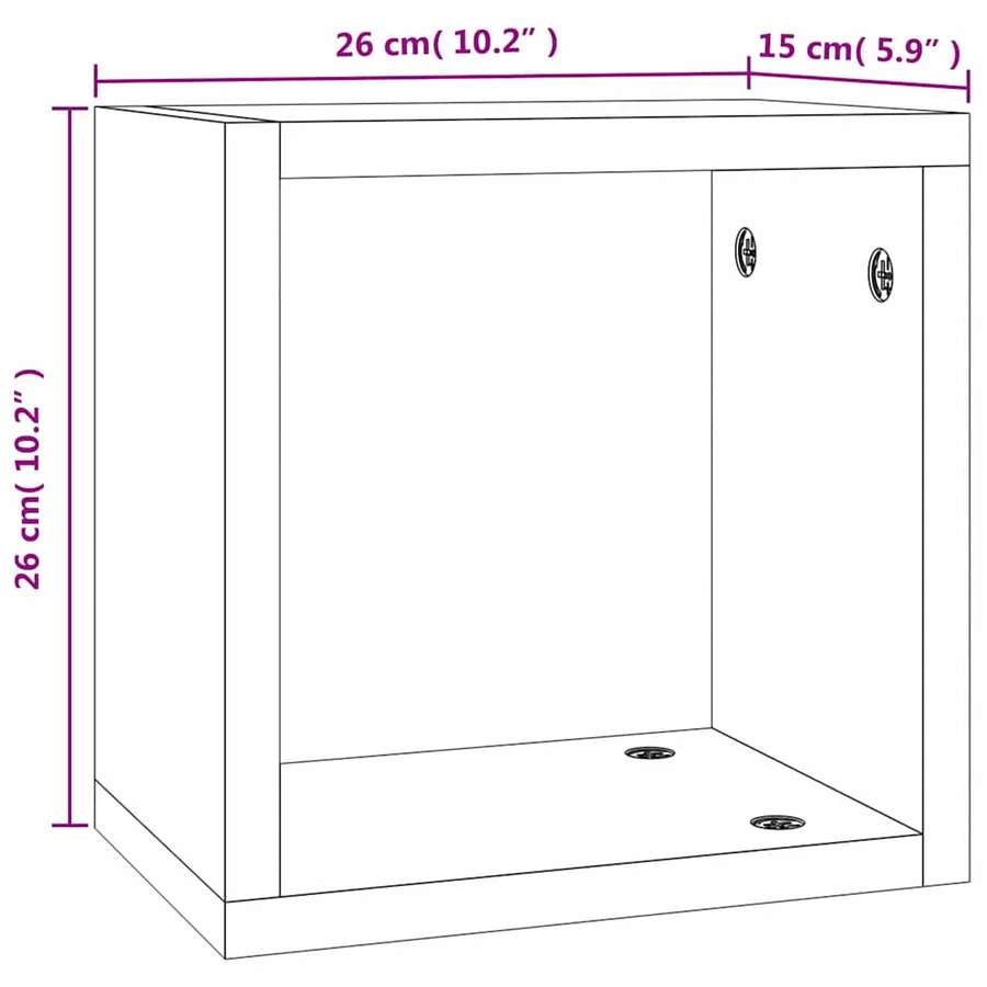 Étagères Murales avec étagère 2 pcs Gris Sonoma 26 x 15 x 26 cm - 9
