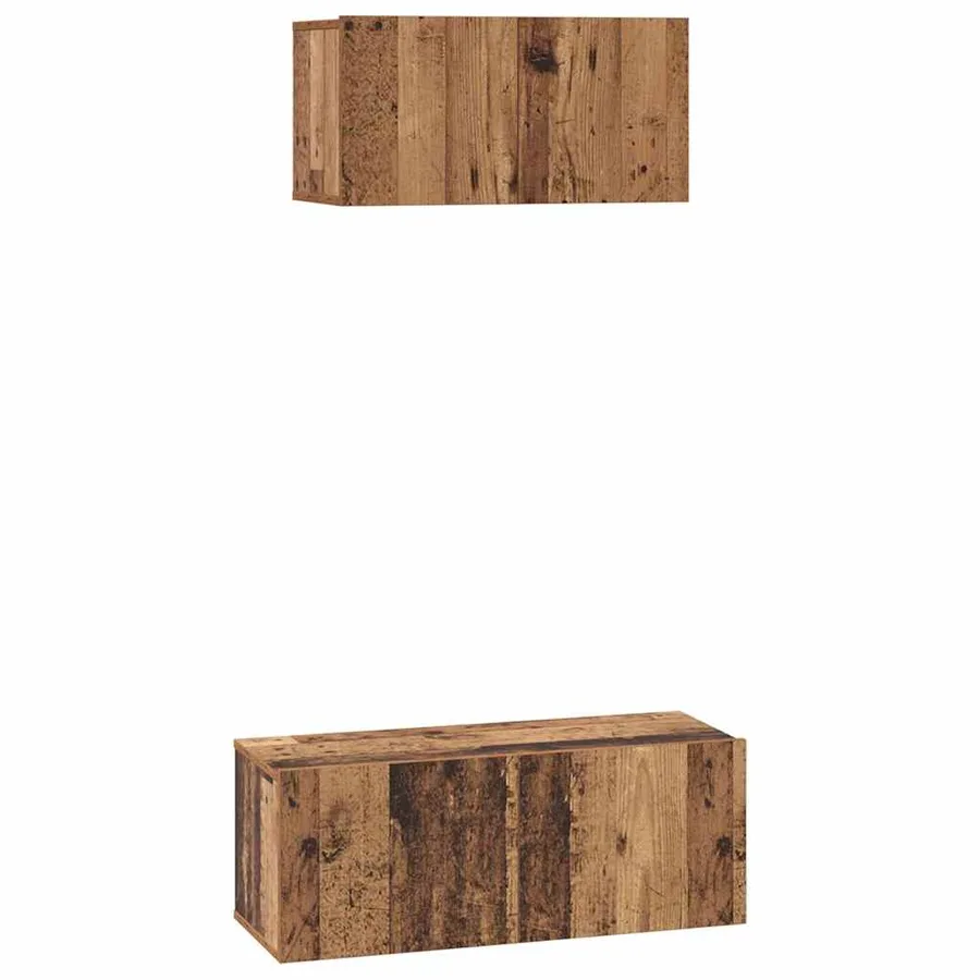 Ensemble meuble TV 2 pcs Bois Ancien Bois d'ingénierie - 2