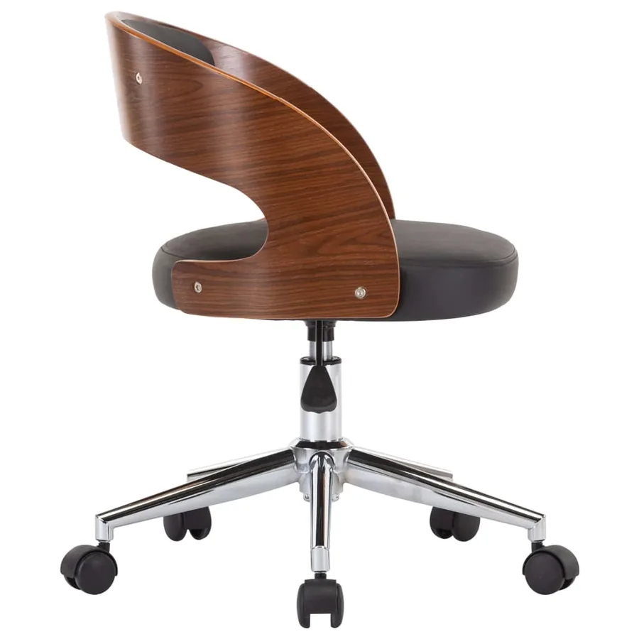 Chaise pivotante à manger Noir Bois courbé et similicuir - 4
