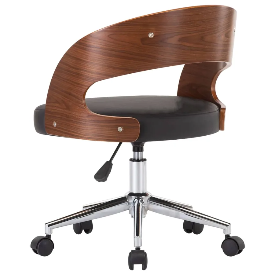 Chaise pivotante à manger Noir Bois courbé et similicuir - 6
