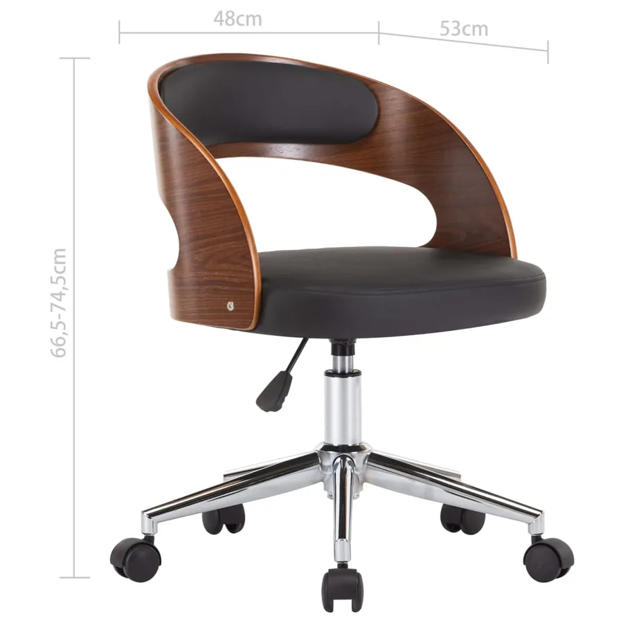 Chaise pivotante à manger Noir Bois courbé et similicuir - 9