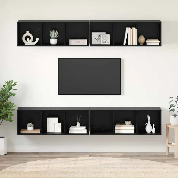 Ensemble meuble TV 4 pcs Chêne noir 37 x 37 x 107 cm