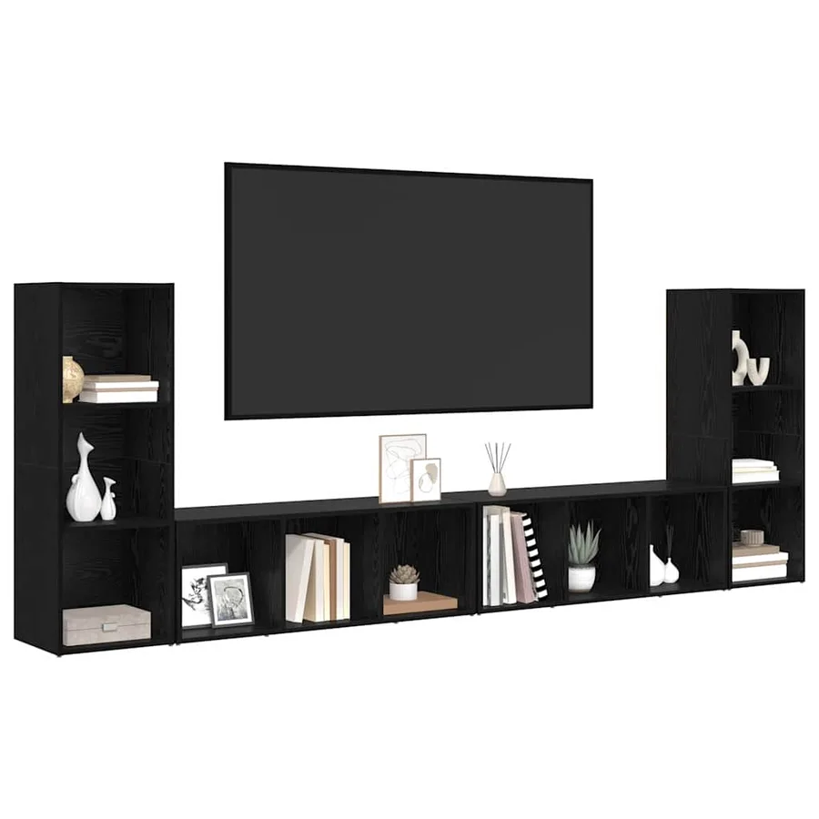 Ensemble meuble TV 4 pcs Chêne noir 37 x 35 x 107 cm - 3