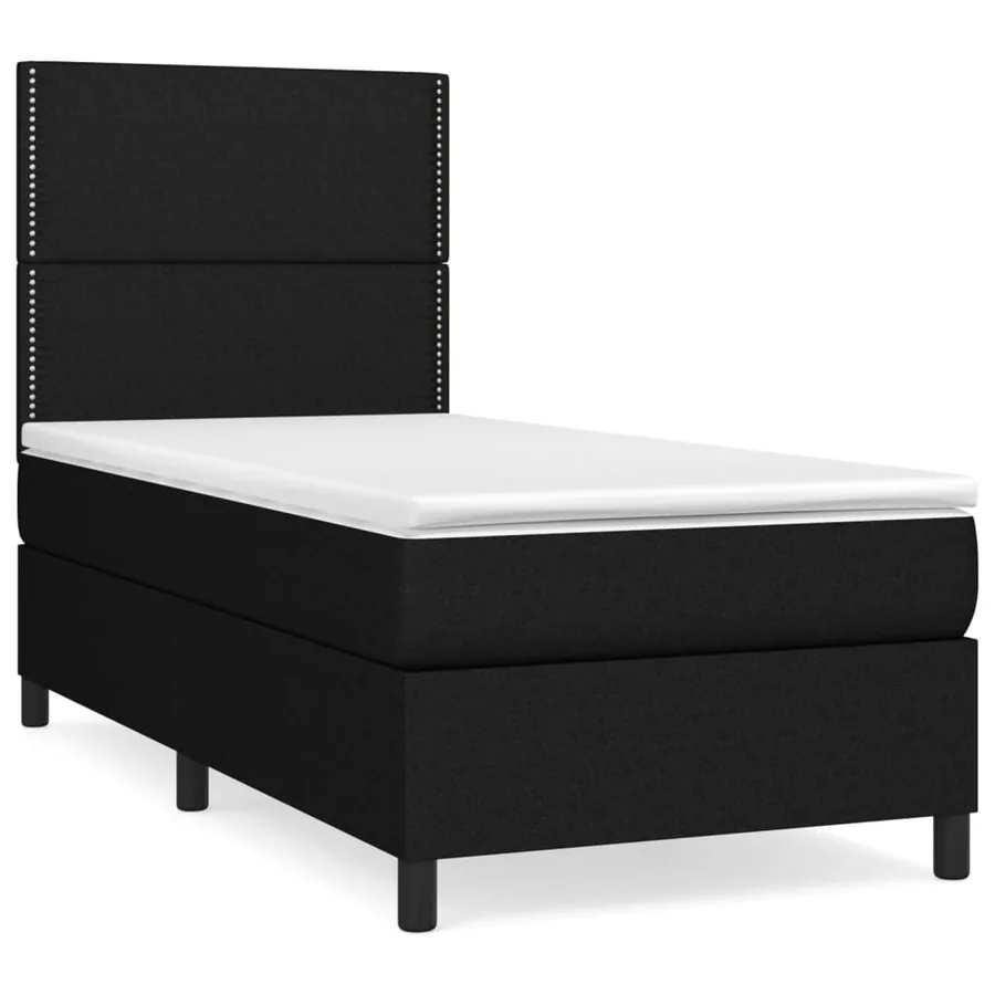 Sommier à lattes de lit et matelas Noir 80x200 cm Tissu - 2