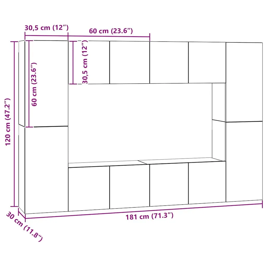 Ensemble meuble TV 8 pcs Chêne noir Bois d'ingénierie - 14