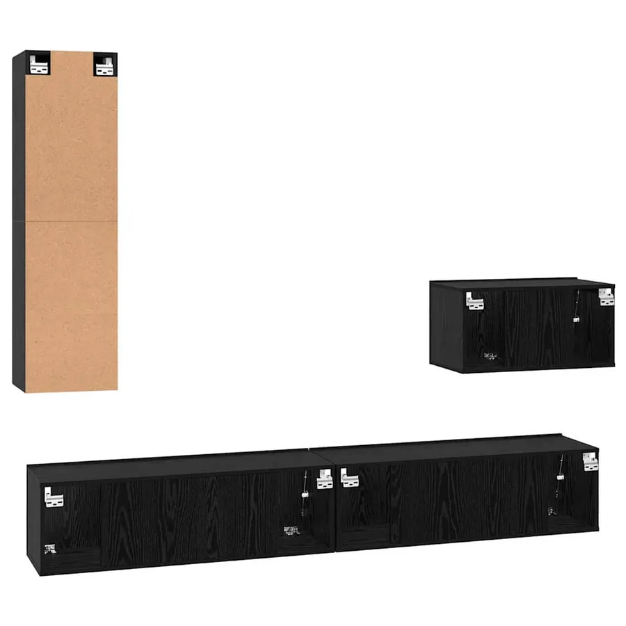 Meuble TV mural 4 pcs Chêne noir Bois d'ingénierie - 10