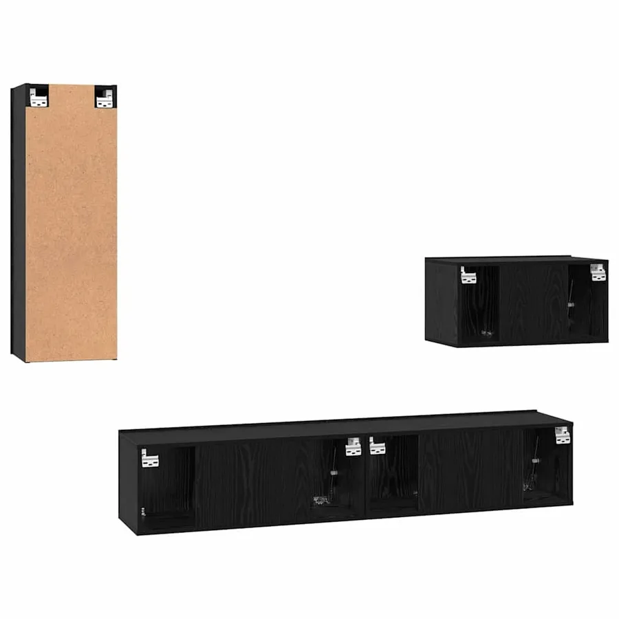 Meuble TV mural 4 pcs Chêne noir Bois d'ingénierie - 10