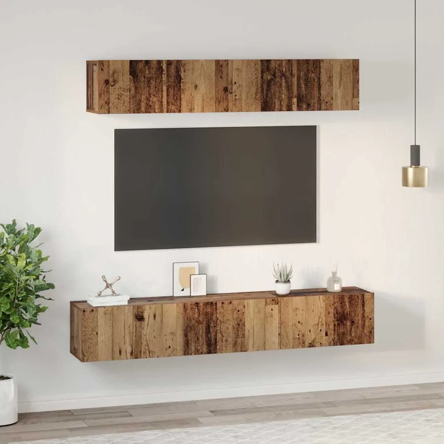 Ensemble meuble TV 5 pcs Bois Ancien Bois d'ingénierie - 4