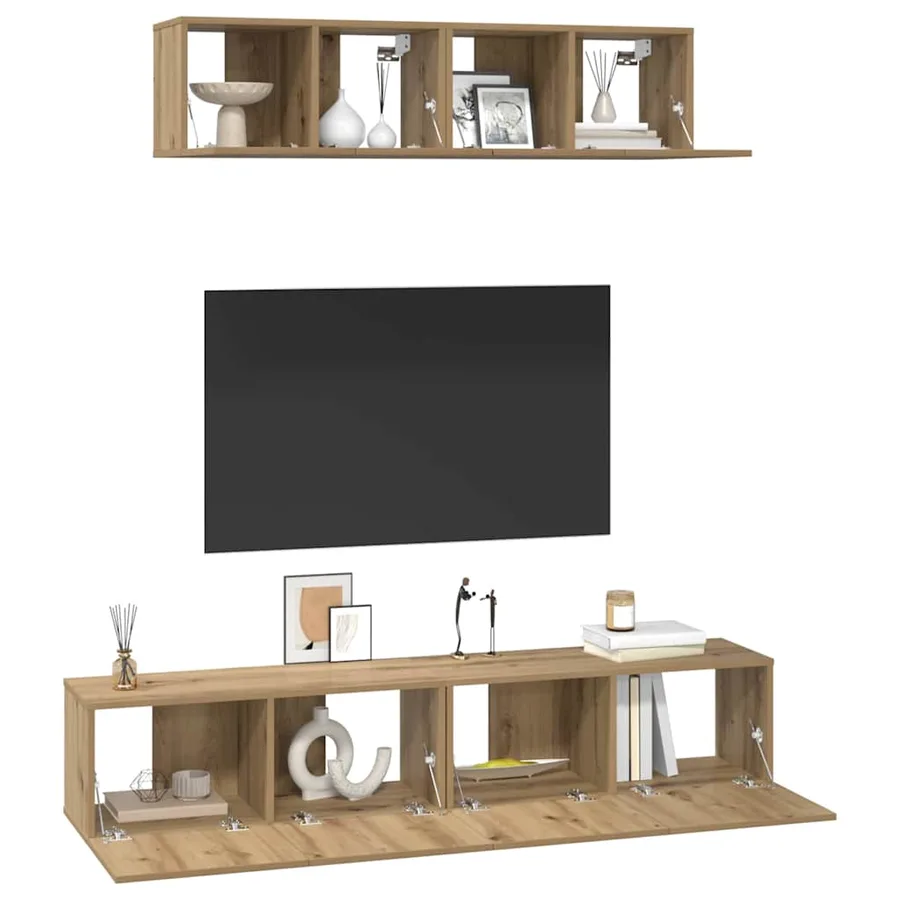 Ensemble meuble TV 4 pcs Chêne artisanal Bois d'ingénierie - 3