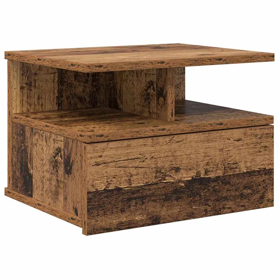 Table de nuit flottante avec tiroir Bois ancien 40 x 31 x 28 cm - 2