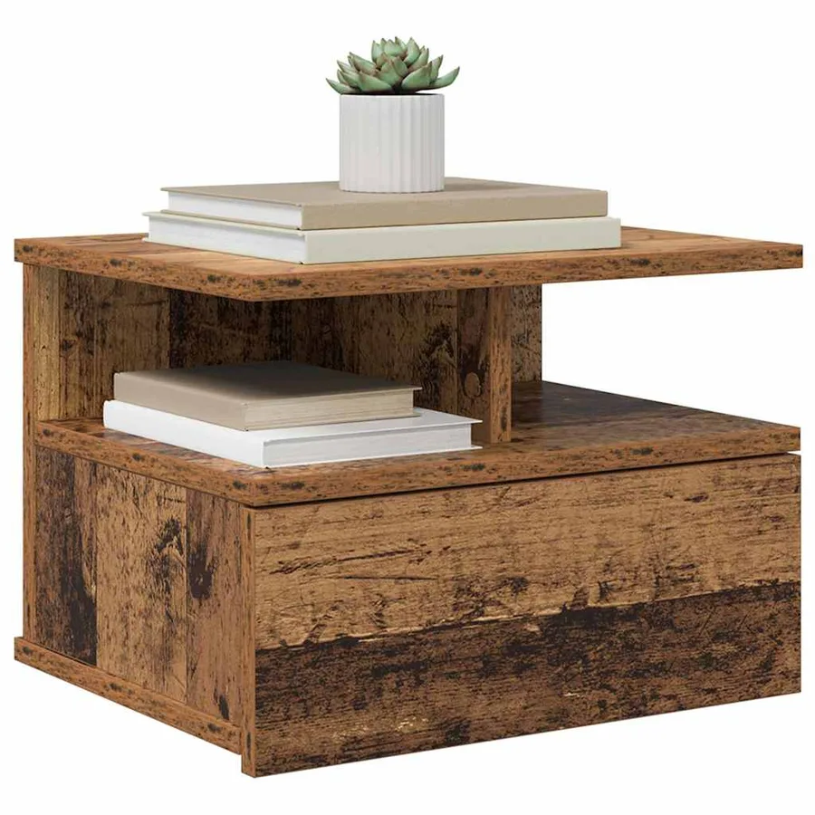 Table de nuit flottante avec tiroir Bois ancien 40 x 31 x 28 cm - 3