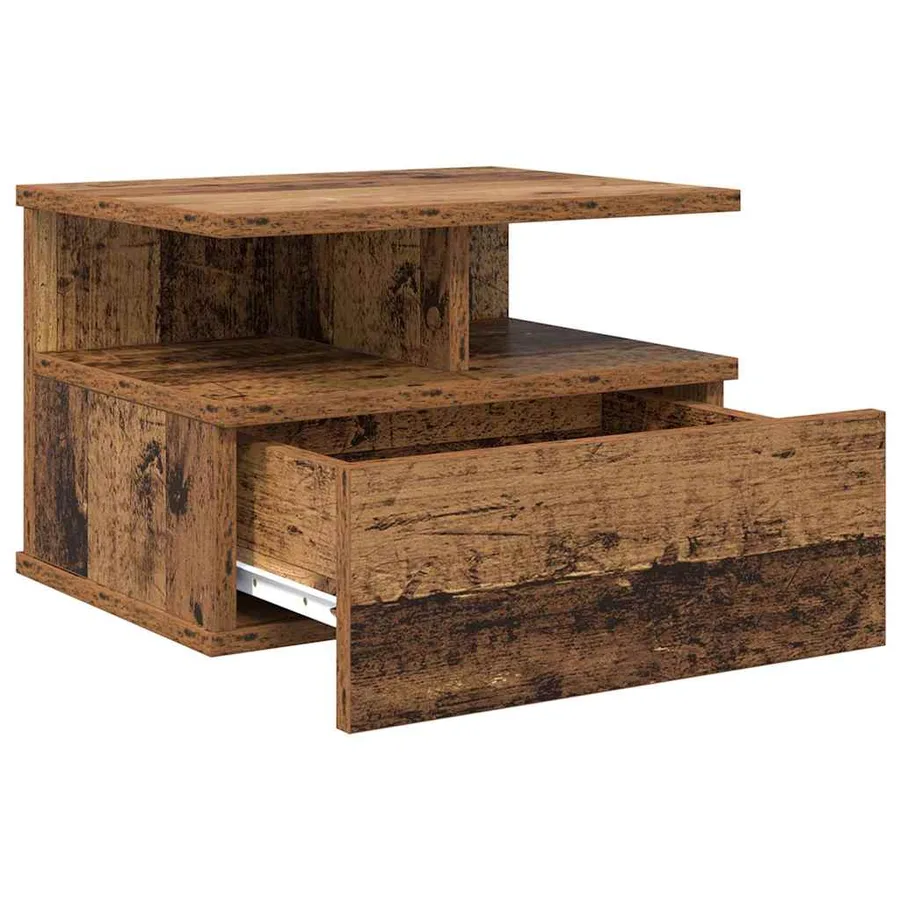 Table de nuit flottante avec tiroir Bois ancien 40 x 31 x 28 cm - 5