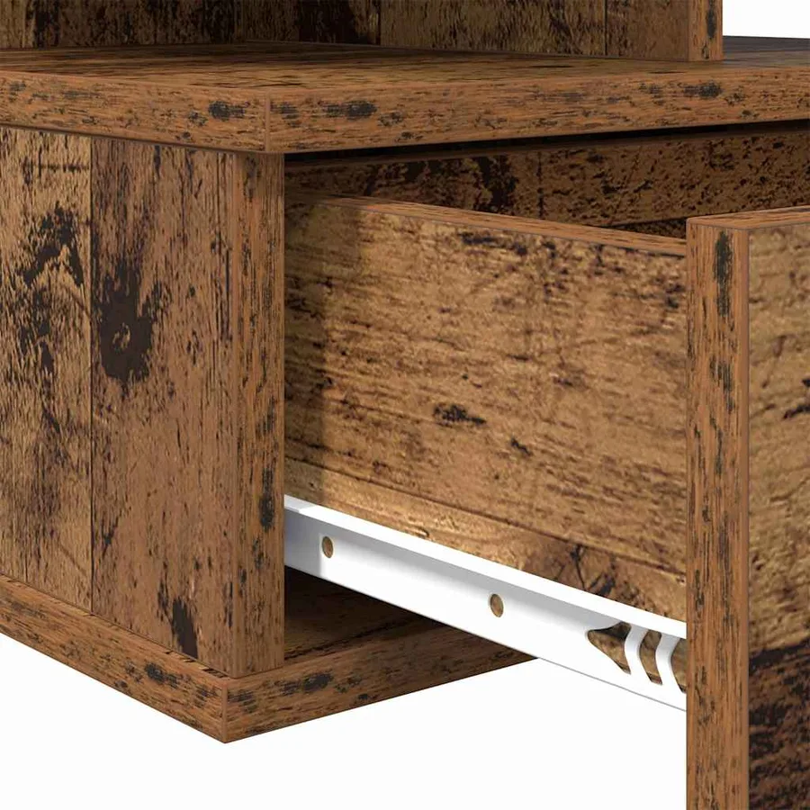 Table de nuit flottante avec tiroir Bois ancien 40 x 31 x 28 cm - 9