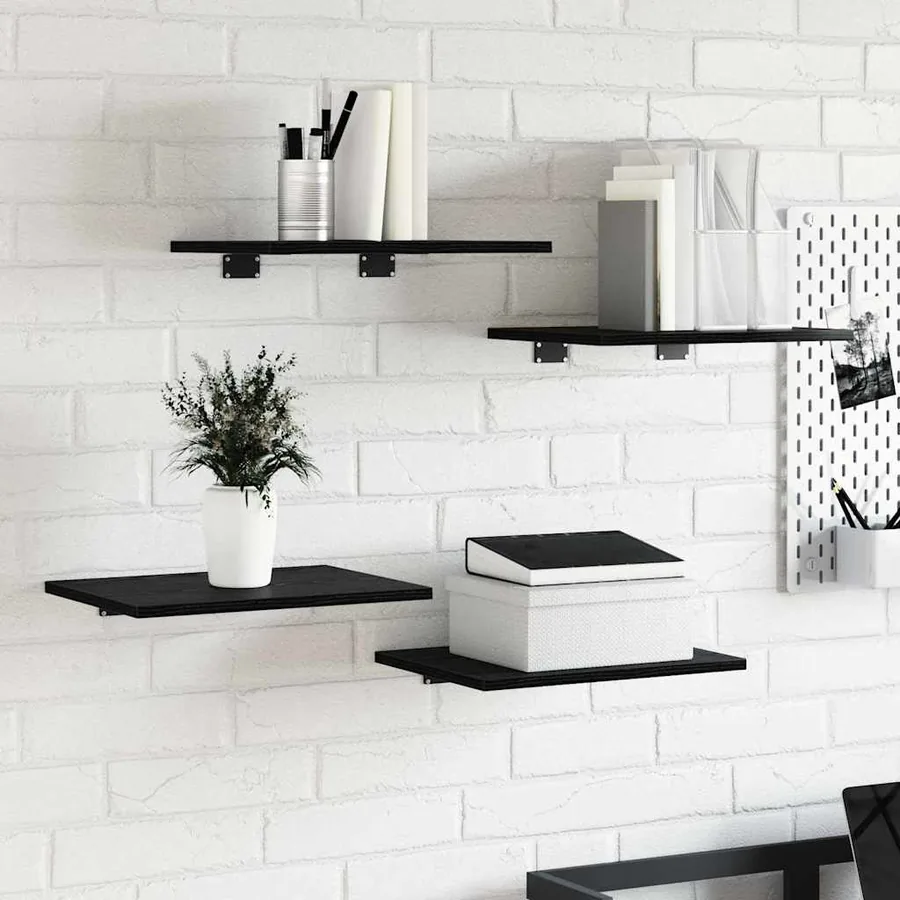 Étagère à livres 4 pcs Noir 40 x 30 x 1,5 cm Bois d'ingénierie