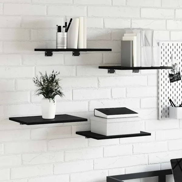 Étagère à livres 4 pcs Noir 40 x 30 x 1,5 cm Bois d'ingénierie