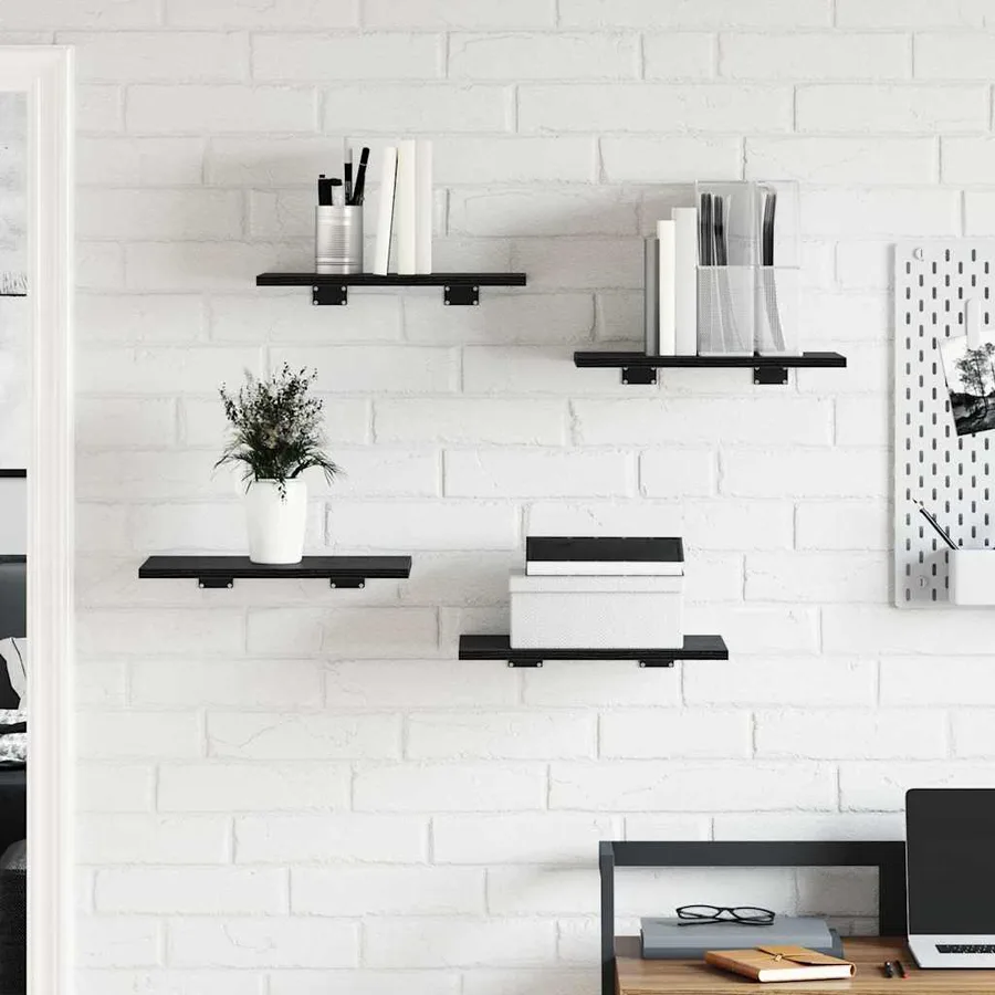 Étagère à livres 4 pcs Noir 40 x 30 x 1,5 cm Bois d'ingénierie - 3