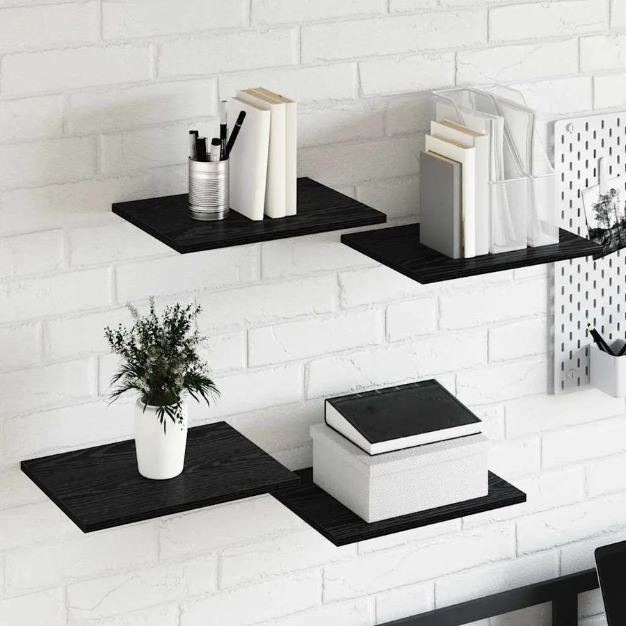 Étagère à livres 4 pcs Noir 40 x 30 x 1,5 cm Bois d'ingénierie - 4