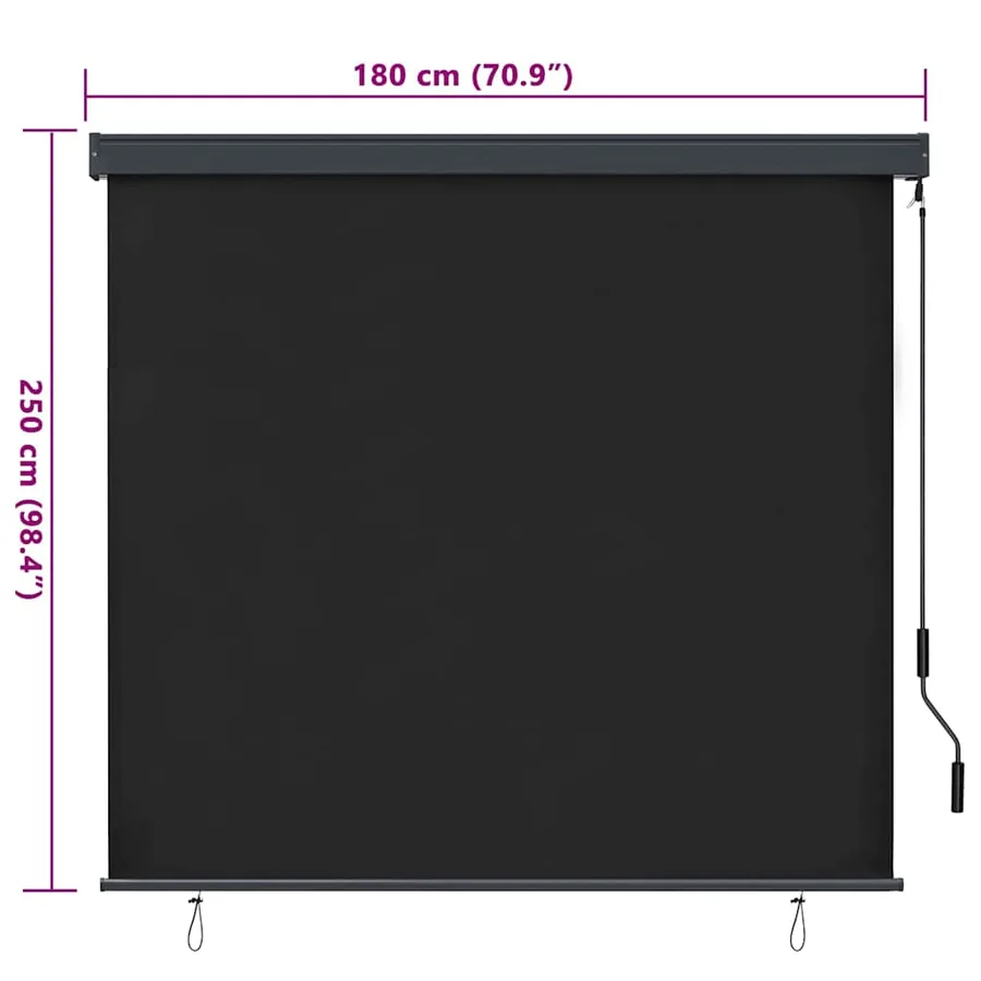 Store enrouleur Anthracite 180 x 250 cm Tissu et Aluminium - 8