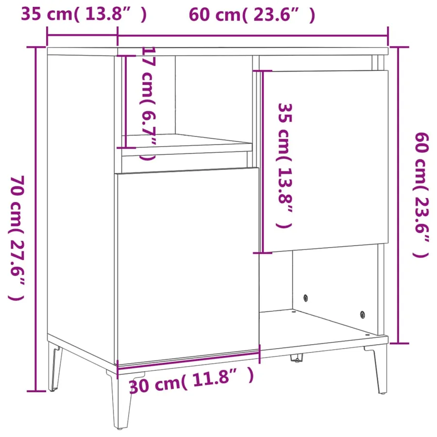 Buffets 3 pcs blanc 60x35x70 cm bois d'ingénierie - 9